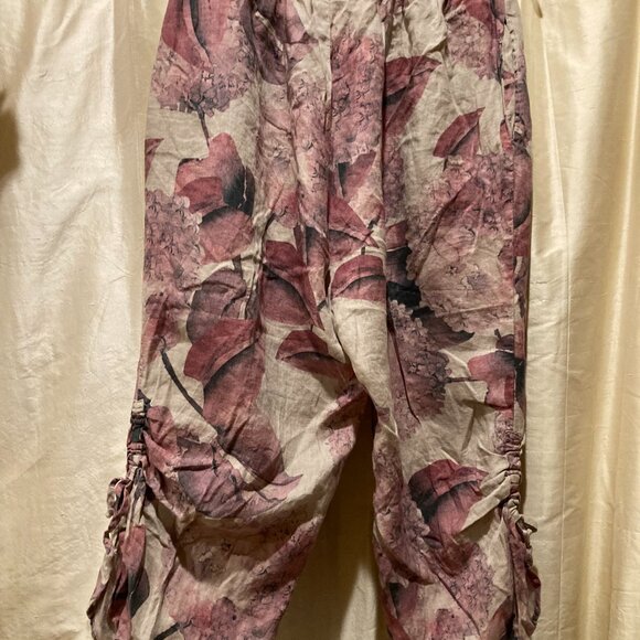 FLAX 100% Linen Floral Pants, Medium - Picture 7 of 8